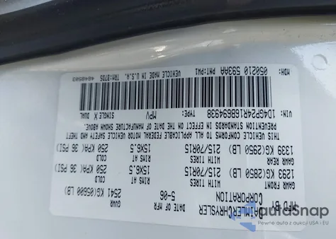 2006 Dodge Grand Caravan Se from USA, damaged, VIN 1D4GP24R16B694938